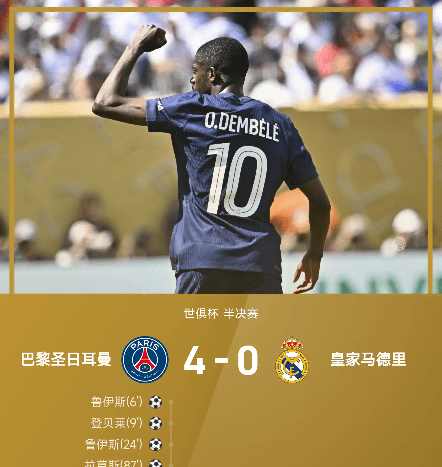 巴黎圣日耳曼大胜晋级，欧冠四强之路越发坚定！